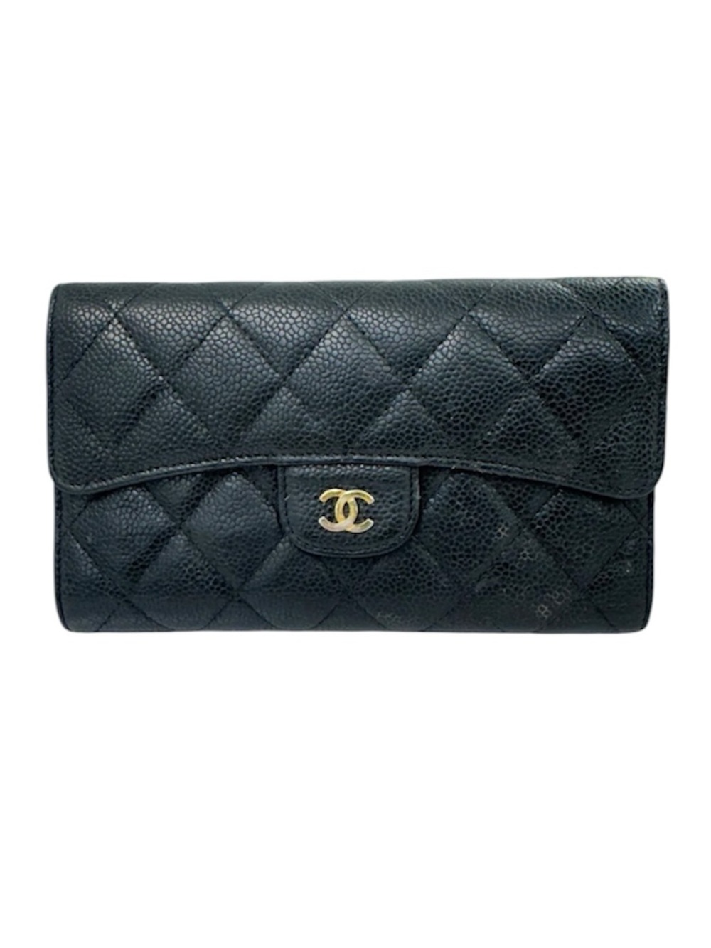 Chanel Vintage Quilted Caviar Leather Wallet – Black & Burgundy